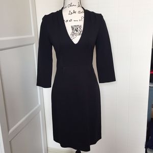 Kate Spade black ponte knit 3/4 sleeve dress